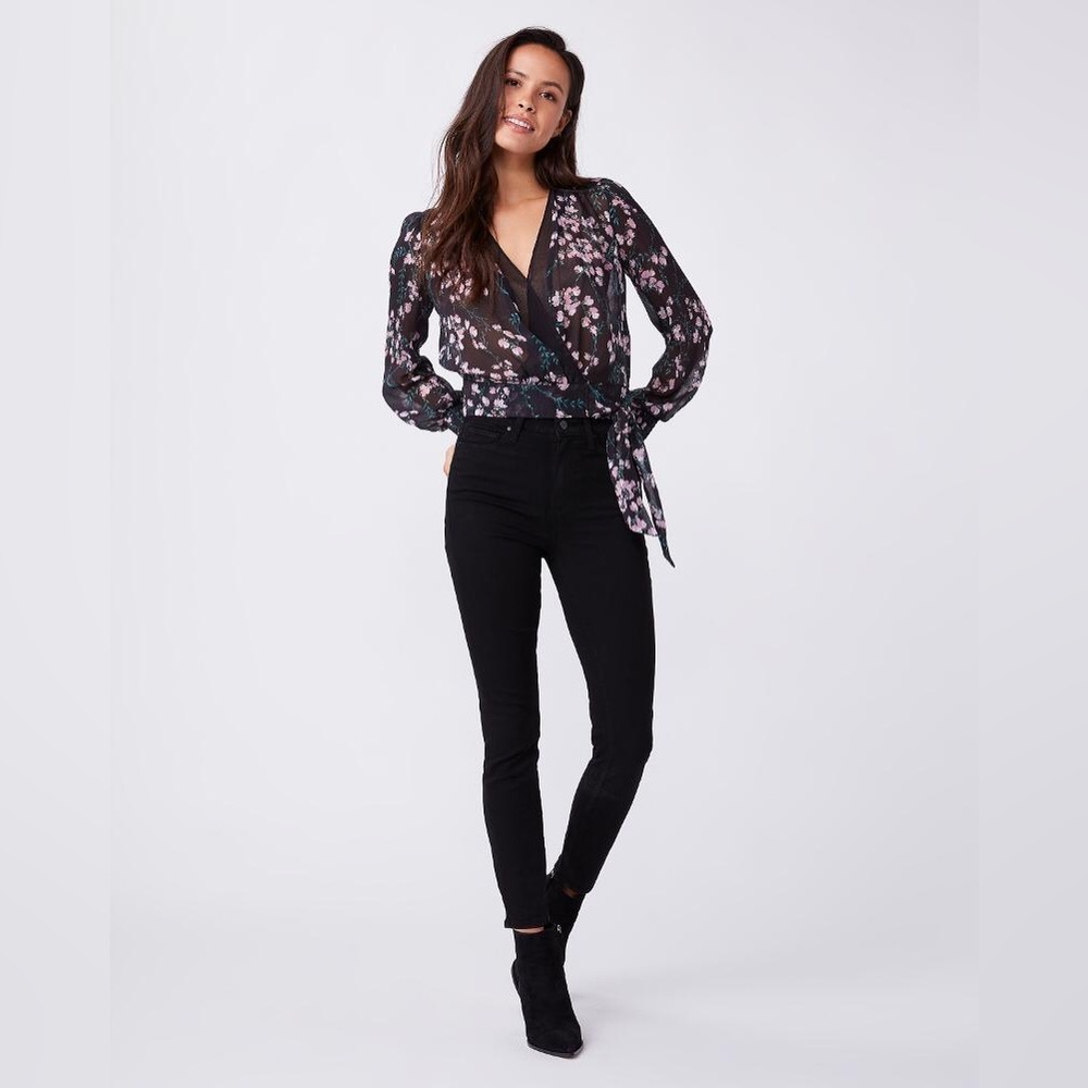 Paige Margherita Floral Wrap Silk Blouse XL